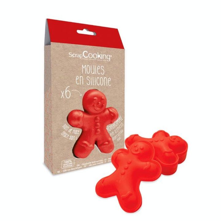 Moule en silicone Bonhomme en pain d'épices 9 x 11.7 cm 6 pcs - ScrapCooking - Rougier et Plé