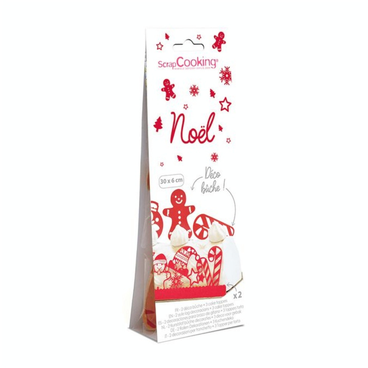 Déco Bûche de Noël + Cake Toppers Kit 5 pcs Rouge - ScrapCooking - Rougier et Plé