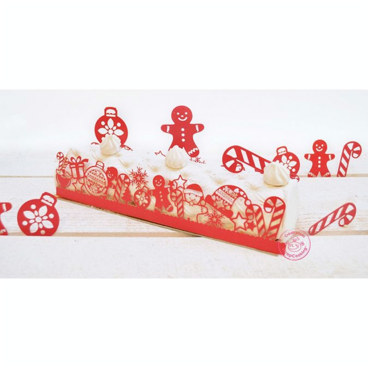 Déco Bûche de Noël + Cake Toppers Kit 5 pcs Rouge - ScrapCooking - Rougier et Plé