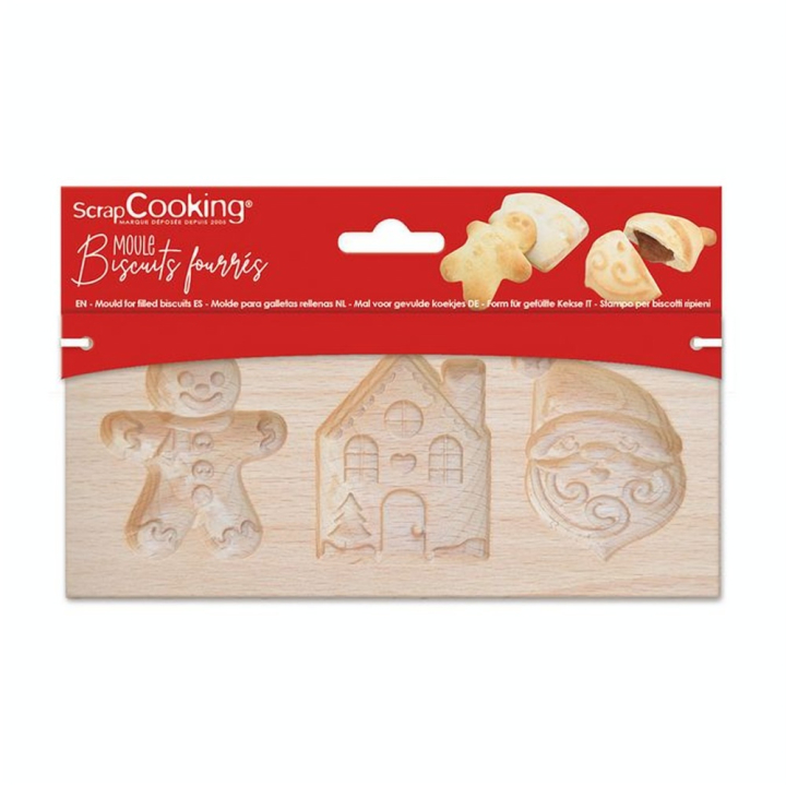Moule en bois pour Biscuits Fourrés 20 x 10 x 2 cm Noël - ScrapCooking - Rougier et Plé