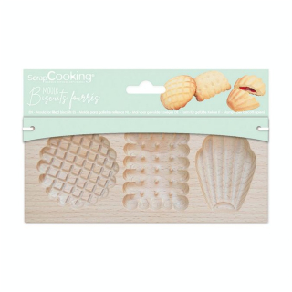Moule en bois pour Biscuits Fourrés 20 x 10 x 2 cm Petits Biscuits - ScrapCooking - Rougier et Plé