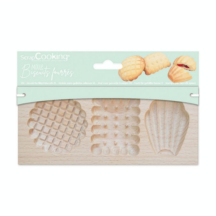 Moule en bois pour Biscuits Fourrés 20 x 10 x 2 cm Petits Biscuits - ScrapCooking - Rougier et Plé