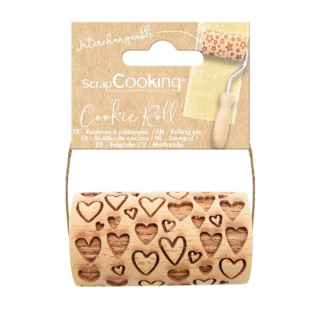 Mini Rouleau à pâtisserie en bois 7 x ø 3,8 cm Empreinte Cœur - ScrapCooking - Rougier et Plé