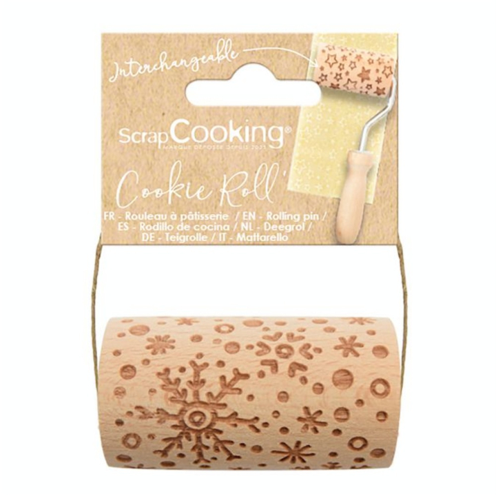 Mini Rouleau à pâtisserie en bois 7 x ø 3,8 cm Empreinte Flocon - ScrapCooking - Rougier et Plé