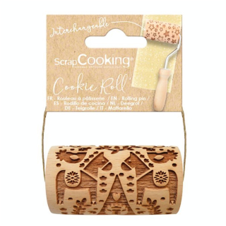 Mini Rouleau à pâtisserie en bois 7 x ø 3,8 cm Empreinte Décoration de Noël - ScrapCooking - Rougier et Plé
