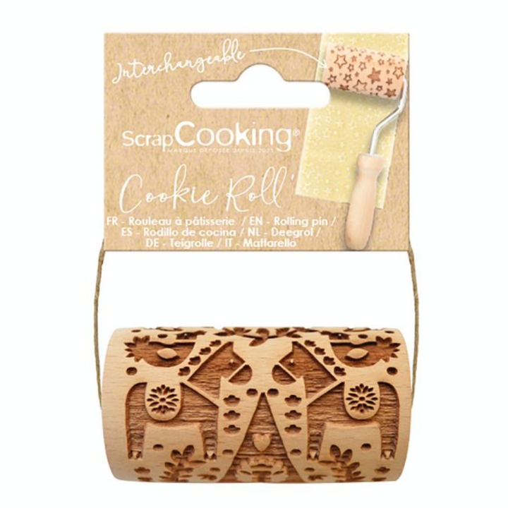 Mini Rouleau à pâtisserie en bois 7 x ø 3,8 cm Empreinte Décoration de Noël - ScrapCooking - Rougier et Plé