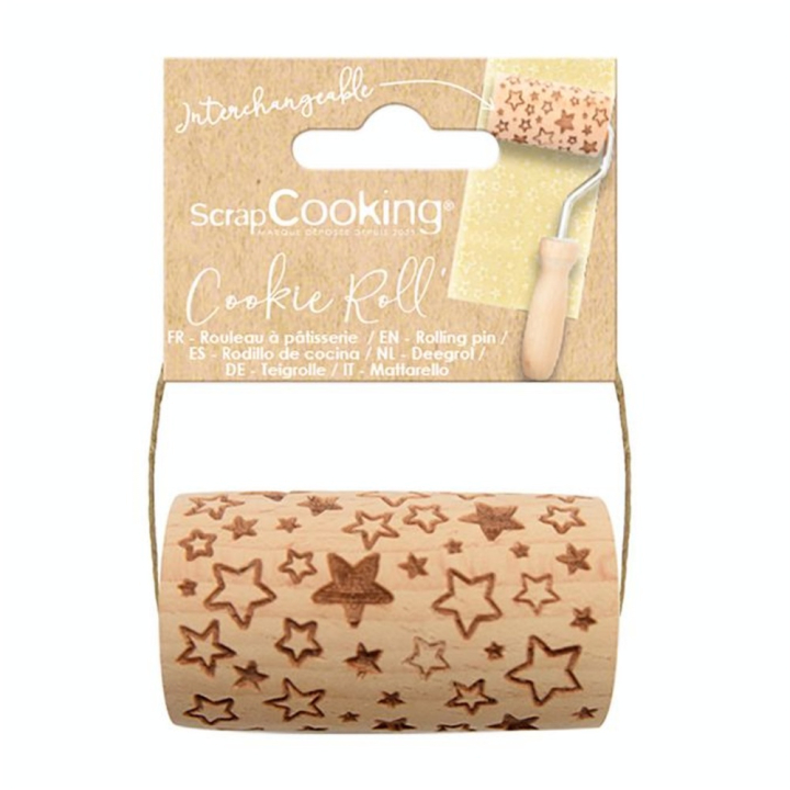 Mini Rouleau à pâtisserie en bois 7 x ø 3,8 cm Empreinte Étoile - ScrapCooking - Rougier et Plé