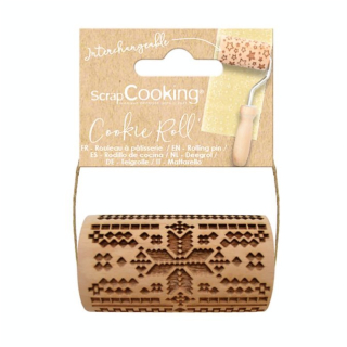 Mini Rouleau à pâtisserie en bois 7 x ø 3,8 cm Empreinte Point de croix - ScrapCooking - Rougier et Plé