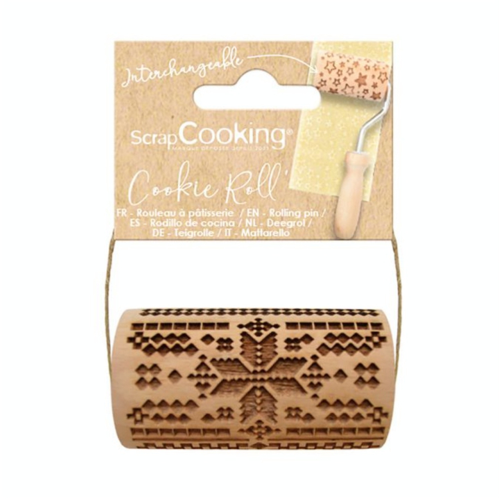 Mini Rouleau à pâtisserie en bois 7 x ø 3,8 cm Empreinte Point de croix - ScrapCooking - Rougier et Plé