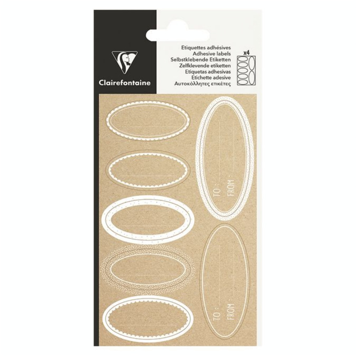 Étiquettes Kraft ovales adhésives 28 pcs - Clairefontaine - Rougier et Plé