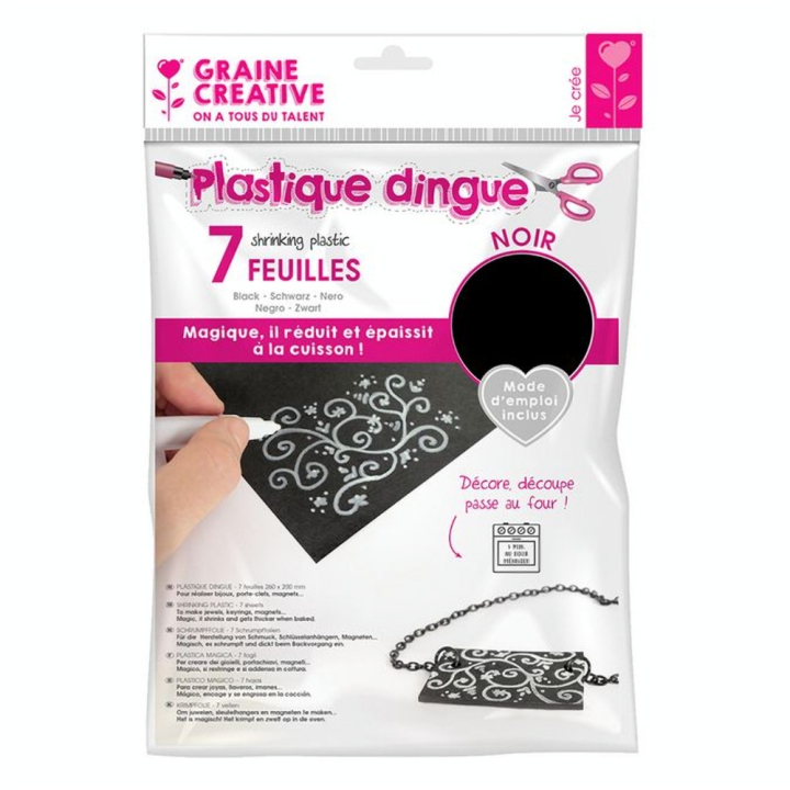 Plastique dingue Noir 7 pcs 26 x 20 cm - Graine Créative - Rougier et Plé