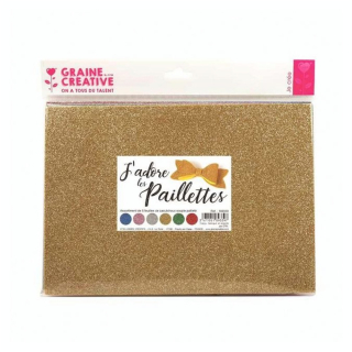 Feuilles en mousse caoutchouc Glitter 20 x 29 cm 6 couleurs Pailletées - Graine Créative - Rougier et Plé