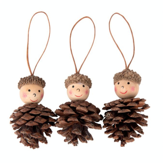 Lutin Pomme de Pin à suspendre 3 pcs - Rayher - Rougier et Plé