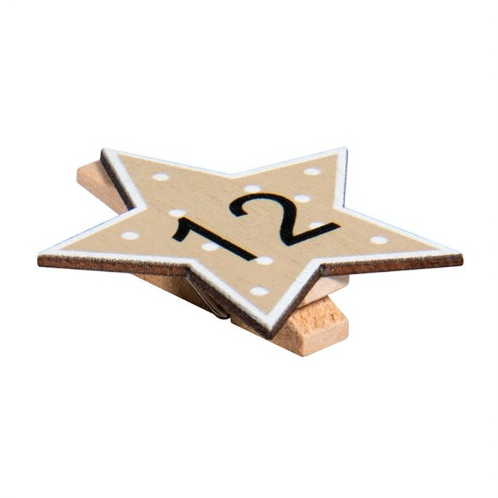 Chiffres sur pince pour Calendrier de l'Avent 4.5 cm Étoile - Rayher - Rougier et Plé