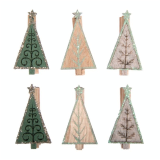 Sapin de Noël sur pince 5.2 cm 6 pcs - Rayher - Rougier et Plé
