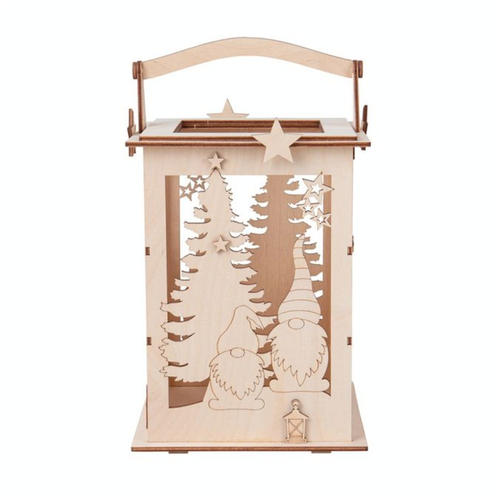 Lanterne en bois Lutin 15.3 x 15.3 x 26.5 cm - Rayher - Rougier et Plé