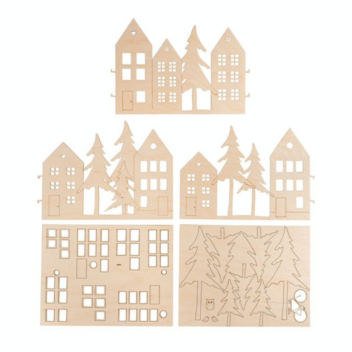 Décoration de Noël en bois Façades de maisons - Rayher - Rougier et Plé
