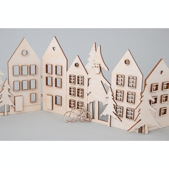 Décoration de Noël en bois Façades de maisons - Rayher - Rougier et Plé