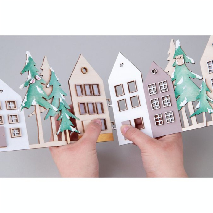 Décoration de Noël en bois Façades de maisons - Rayher - Rougier et Plé