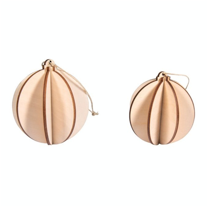 Boule de Noël 3D en bois ø 7 et ø 8 cm 2 pcs - Rayher - Rougier et Plé