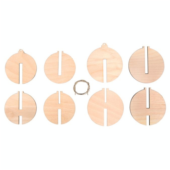 Boule de Noël 3D en bois ø 7 et ø 8 cm 2 pcs - Rayher - Rougier et Plé