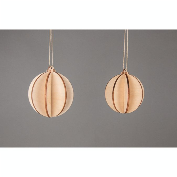 Boule de Noël 3D en bois ø 7 et ø 8 cm 2 pcs - Rayher - Rougier et Plé