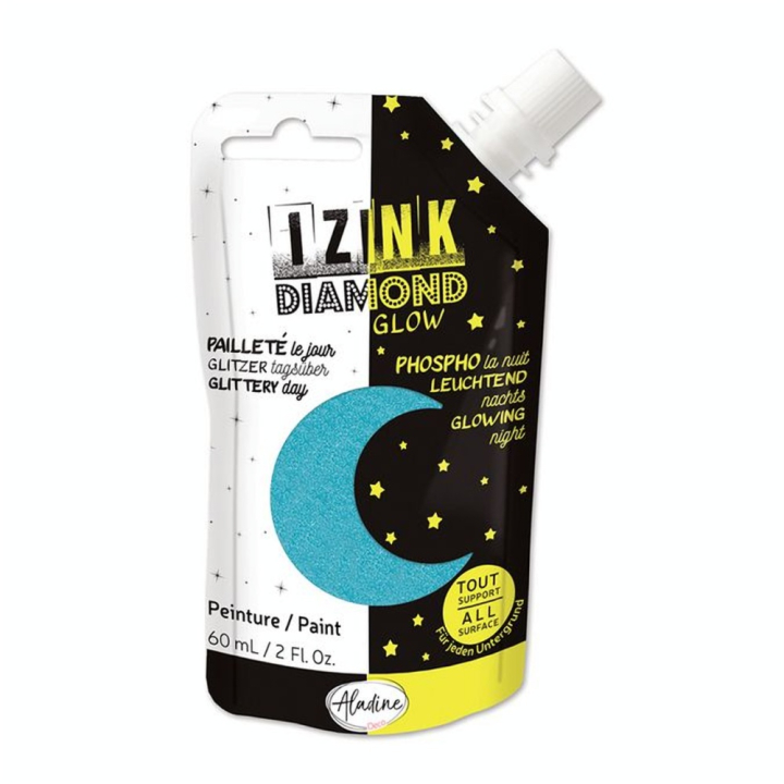 Peinture pailletée phosphorescente Izink Diamond Glow 60 ml - Aladine - Rougier et Plé