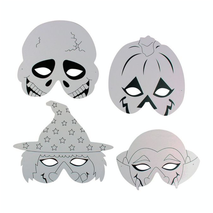 Masque Halloween Carton blanc prédessiné 4 pcs - CTOP - Rougier et Plé