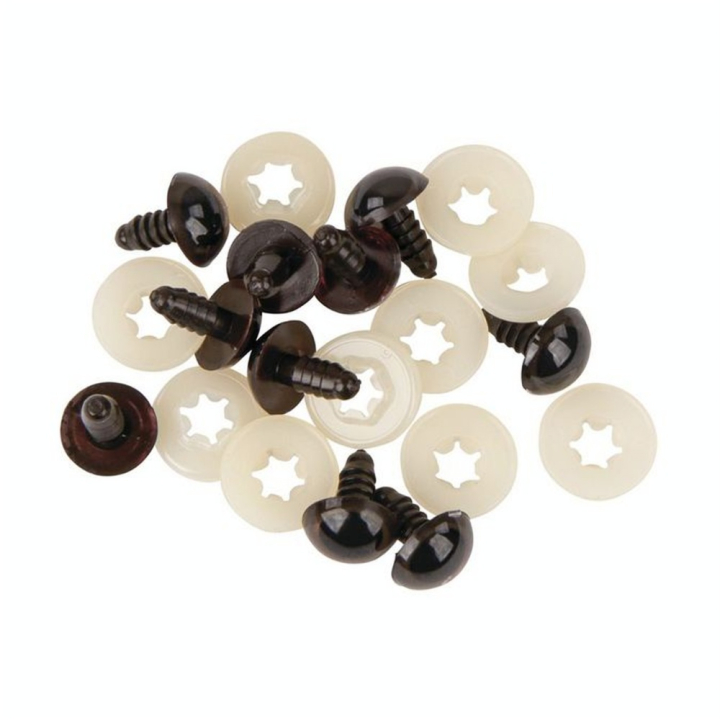 Yeux d'animaux en plastique ø 12 mm 10 pcs Brun - Rayher - Rougier et Plé