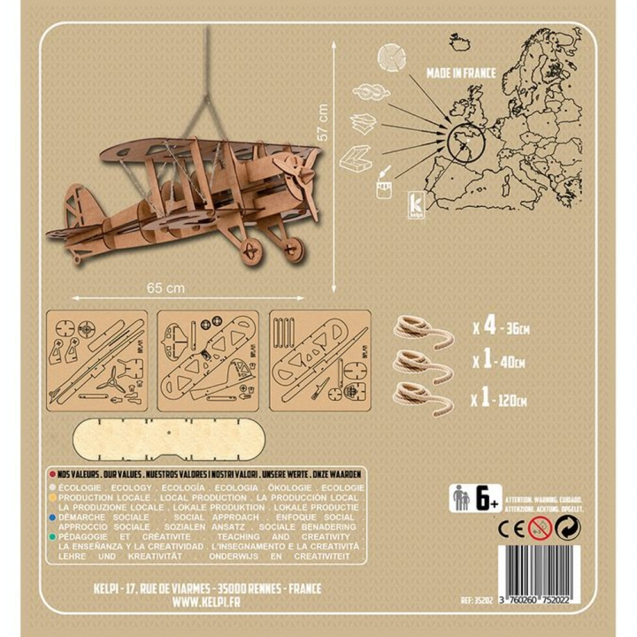 Maquette Avion Biplan XL 65 x 57 cm - Kelpi - Rougier et Plé