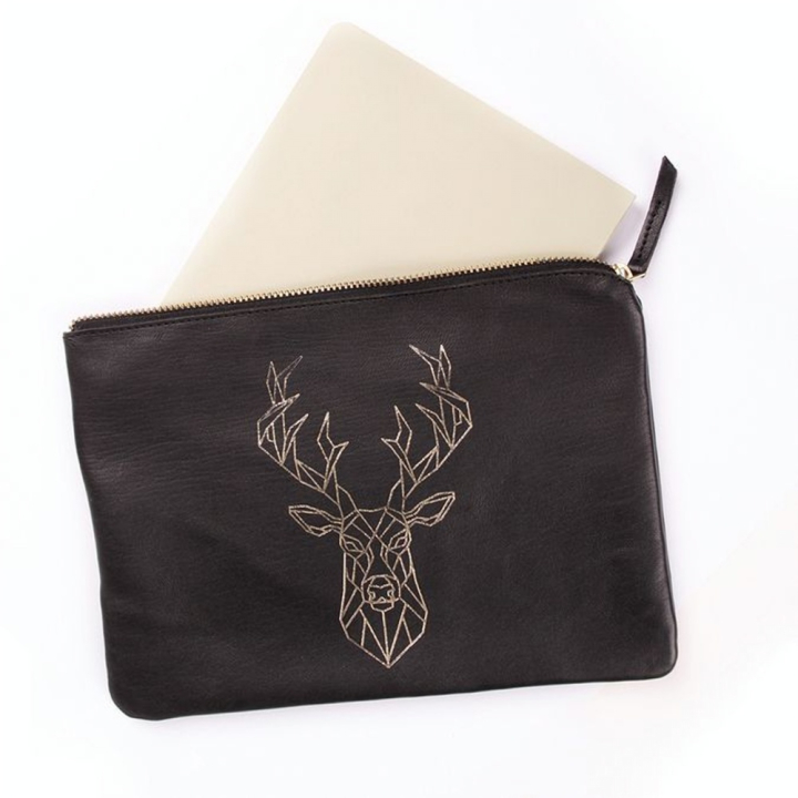 Pochette universelle en cuir Forêt Noire 27 x 19 cm Cerf - Clairefontaine - Rougier et Plé