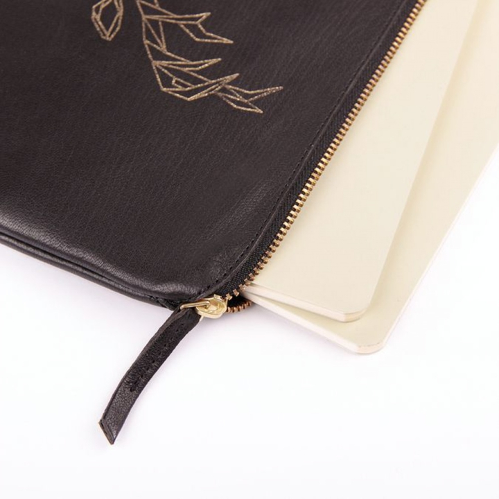 Pochette universelle en cuir Forêt Noire 27 x 19 cm Cerf - Clairefontaine - Rougier et Plé
