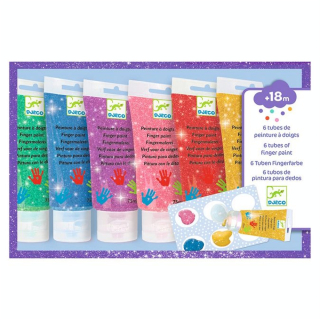 Peinture à doigts Pailletée 6 tubes - Djeco - Rougier et Plé