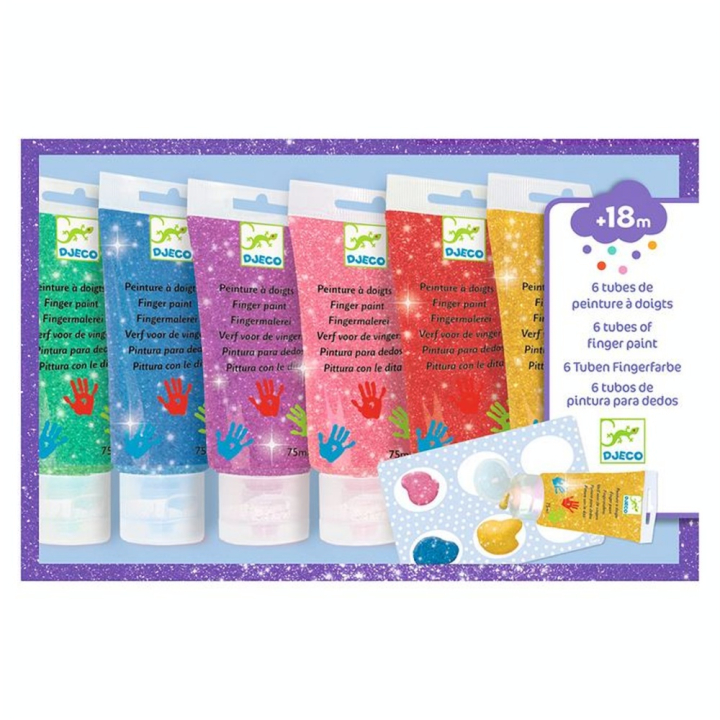 Peinture à doigts Pailletée 6 tubes - Djeco - Rougier et Plé