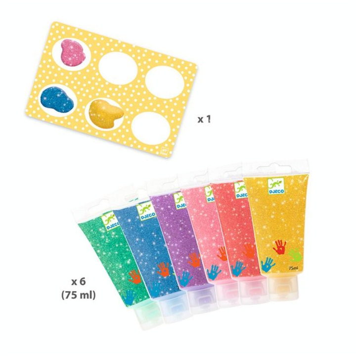 Peinture à doigts Pailletée 6 tubes - Djeco - Rougier et Plé