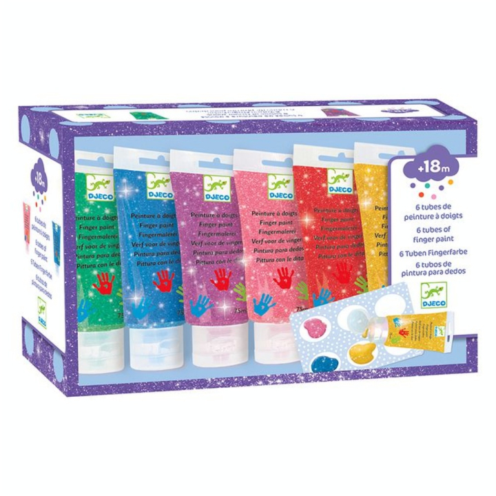 Peinture à doigts Pailletée 6 tubes - Djeco - Rougier et Plé