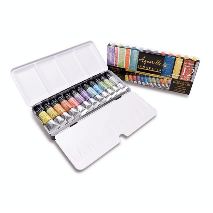 Aquarelle Extra Fine Irisée Boîte métal de 12 x 10 ml - Sennelier - Rougier et Plé