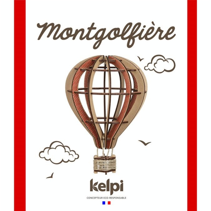 Maquette Montgolfière en bois 24 x 17 cm Rouge - Kelpi - Rougier et Plé