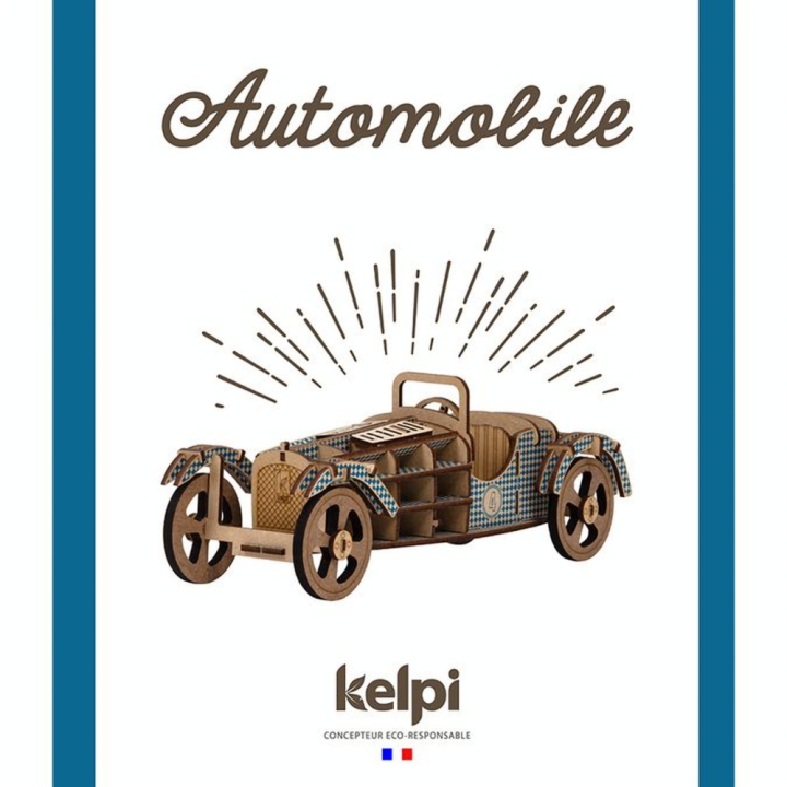 Maquette Voiture en bois 10.5 x 27.5 cm Bleu - Kelpi - Rougier et Plé