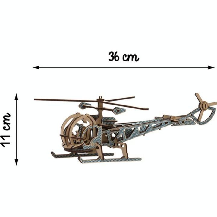 Maquette Hélicoptère en bois 11 x 36 cm - Kelpi - Rougier et Plé