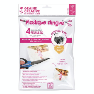 Plastique Dingue Imprimable A4 21 x 29.7 cm 4 pcs Blanc - Graine Créative - Rougier et Plé