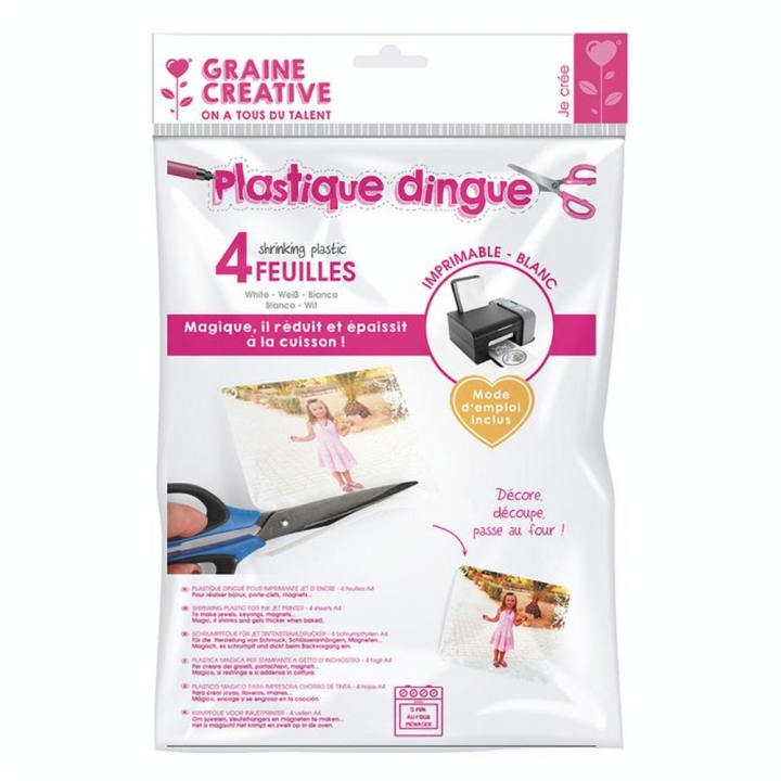 Plastique Dingue Imprimable A4 21 x 29.7 cm 4 pcs Blanc - Graine Créative - Rougier et Plé