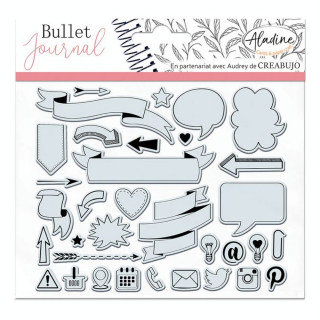 Tampon transparent Stampo Bullet Clear 13 pcs Bannières et icônes - Aladine - Rougier et Plé