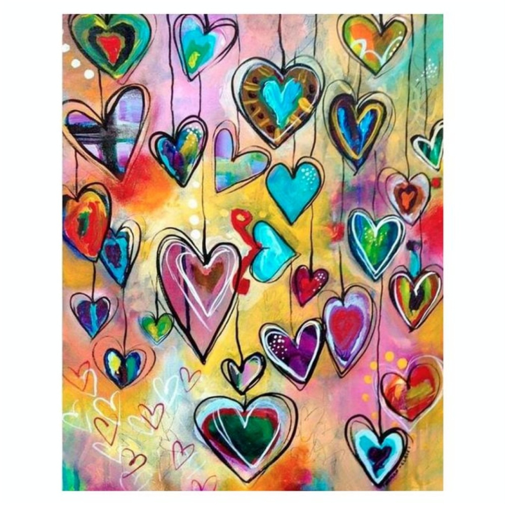 Broderie Diamant 40 x 50 cm Cœurs - Figured'Art - Rougier et Plé