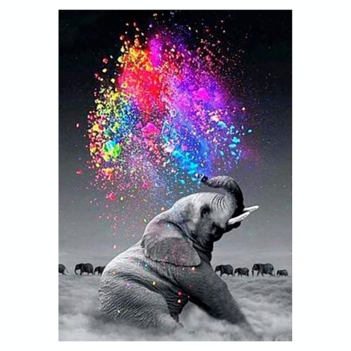 Broderie Diamant 40 x 50 cm Éléphant et Couleurs - Figured'Art - Rougier et Plé