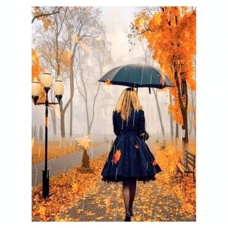 Broderie Diamant 40 x 50 cm Femme sous la Pluie - Figured'Art - Rougier et Plé