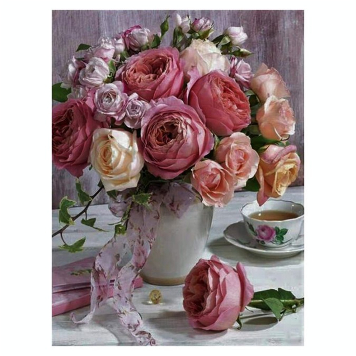 Broderie Diamant 40 x 50 cm Bouquet de Roses - Figured'Art - Rougier et Plé