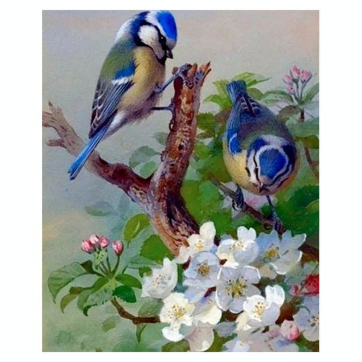 Broderie Diamant 40 x 50 cm Mésanges sur branche - Figured'Art - Rougier et Plé