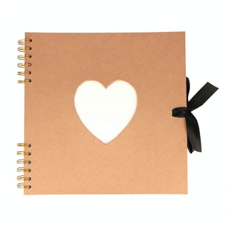 Album de Scrapbooking Kraft 25 x 25 cm Pages blanches Couverture Cœur - Artemio - Rougier et Plé