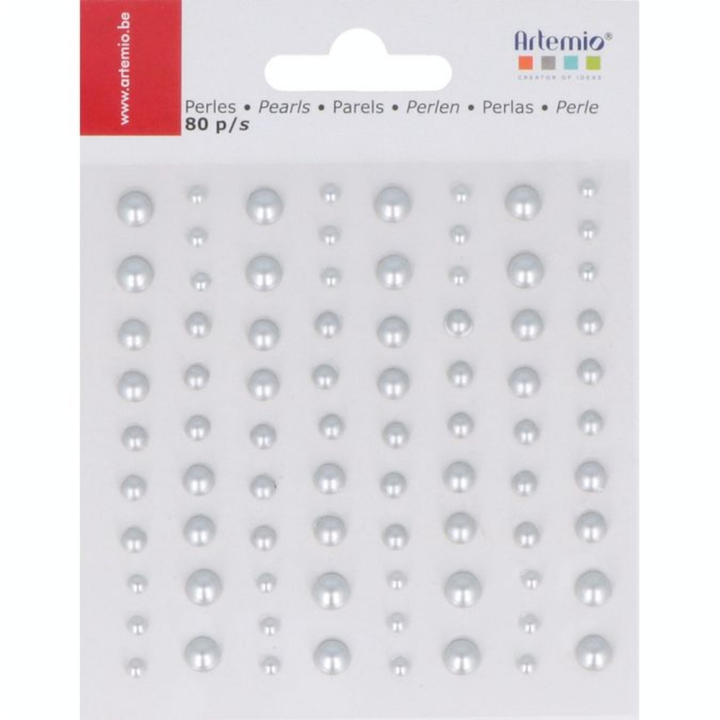 Perles adhésives ø2.5-5 mm 80 pcs Argent - Artemio - Rougier et Plé